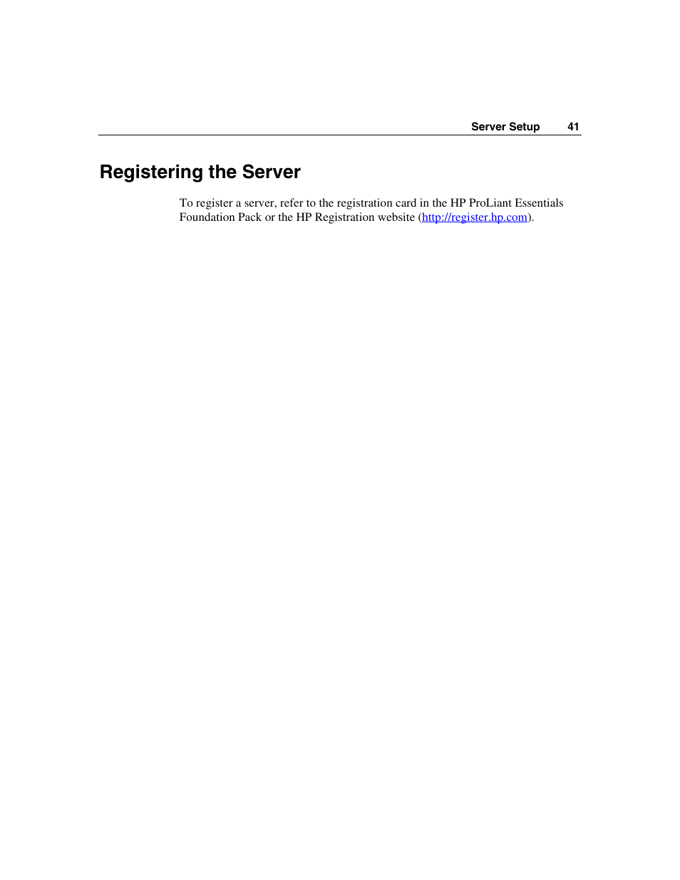 Registering the server | HP ProLiant DL360 G4p Server User Manual | Page 41 / 140