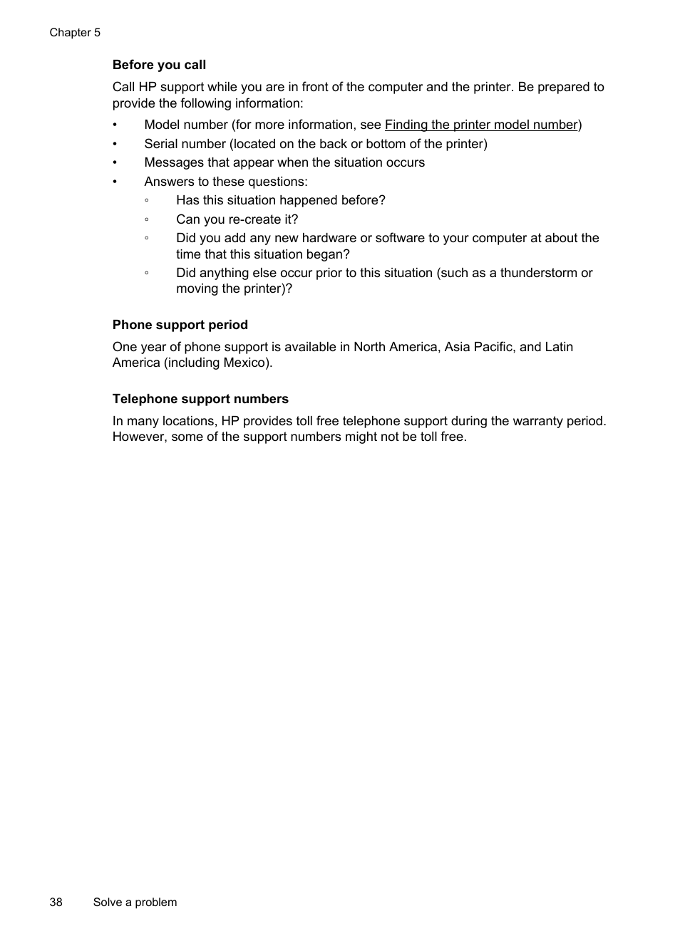Before you call, Phone support period, Telephone support numbers | HP Officejet 6100 User Manual | Page 42 / 138