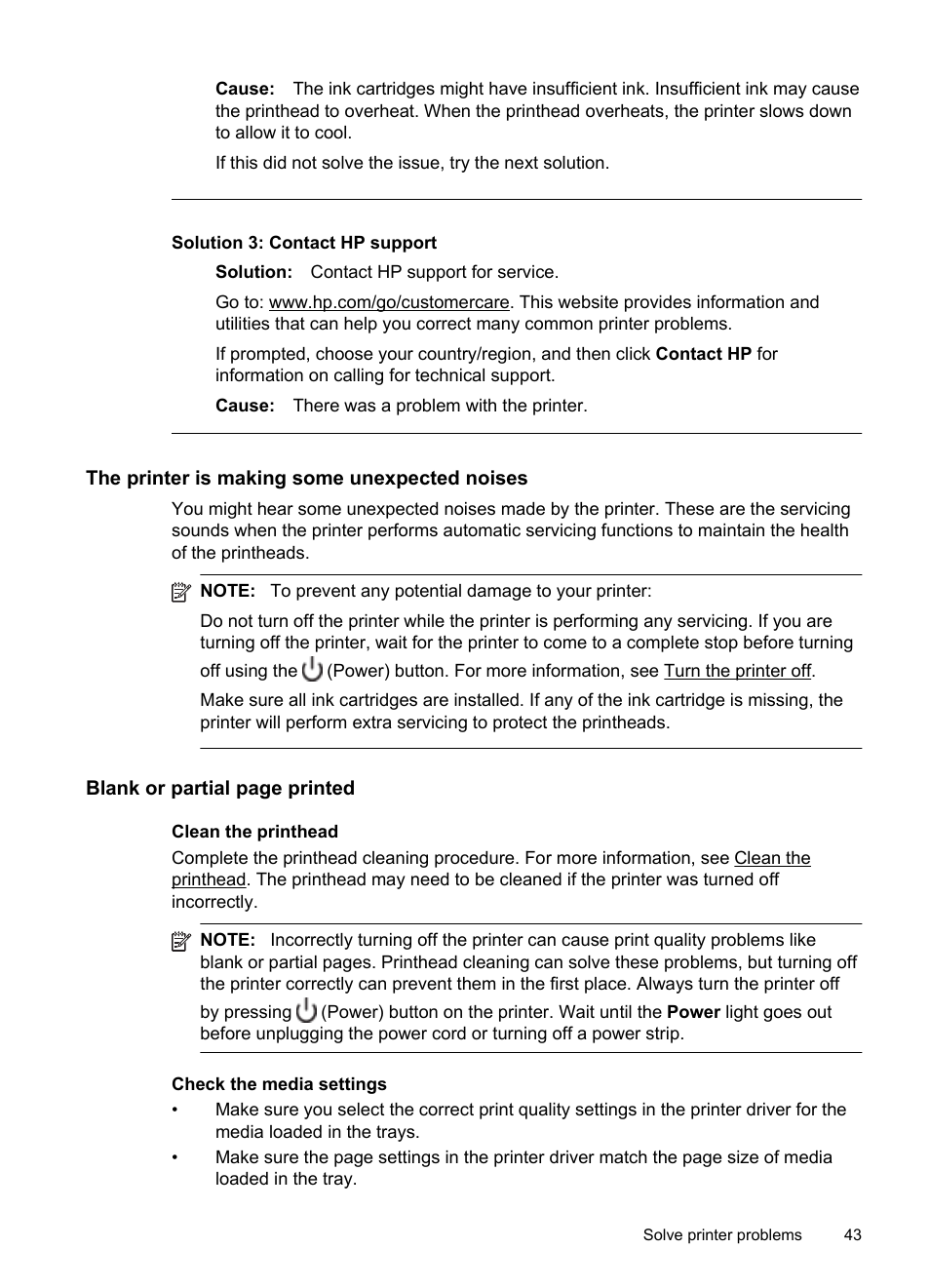 The printer is making some unexpected noises, Solution 3: contact hp support | HP Officejet 6100 User Manual | Page 47 / 138