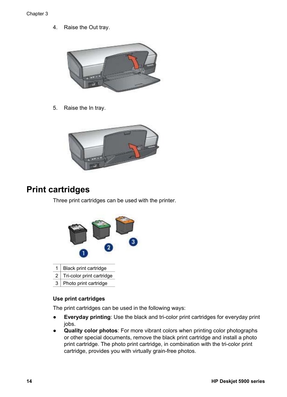 Print cartridges | HP Deskjet 5943 Photo Printer User Manual | Page 16 / 102