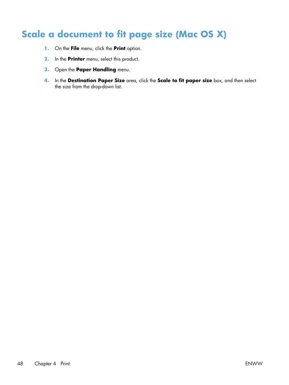 Scale a document to fit page size (mac os x) | HP TopShot LaserJet Pro M275 MFP User Manual | Page 58 / 206