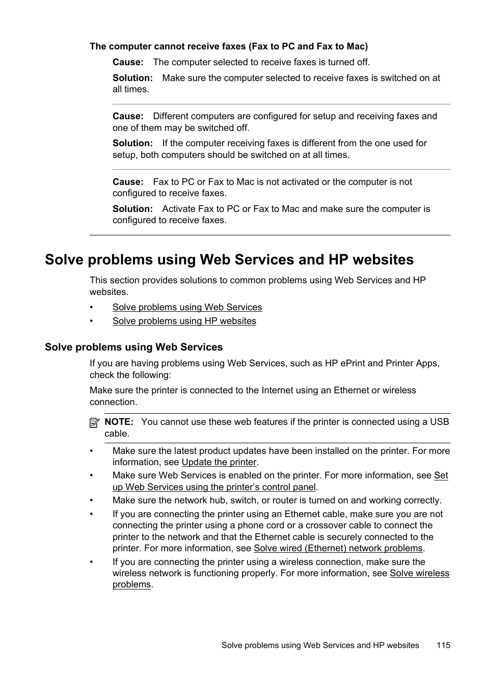 Solve problems using web services and hp websites, Solve problems using web services | HP Officejet 6700 Premium e-All-in-One Printer - H711n User Manual | Page 119 / 224
