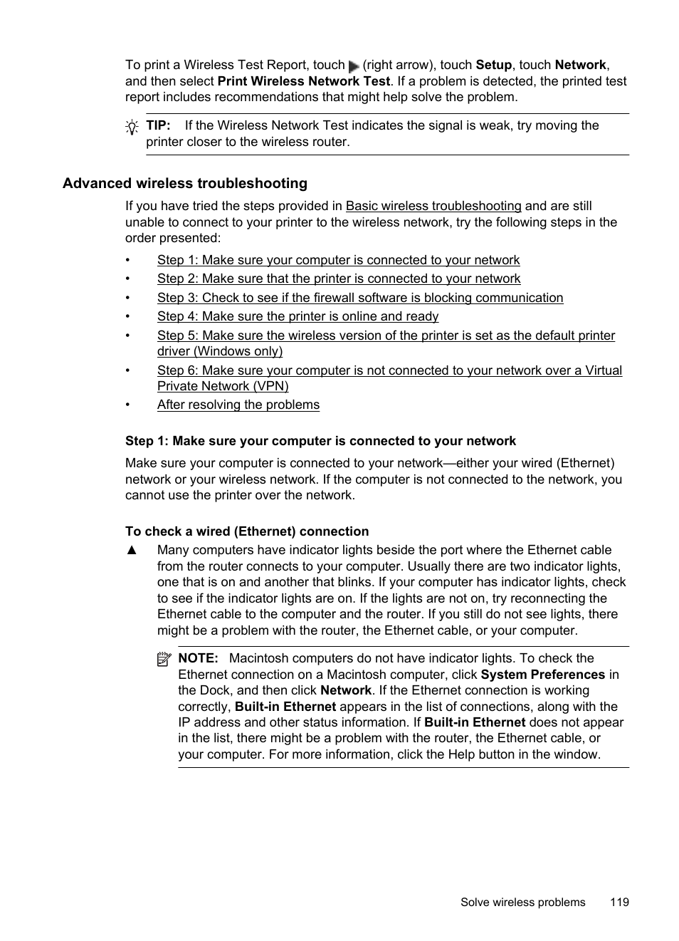 Advanced wireless troubleshooting | HP Officejet 6700 Premium e-All-in-One Printer - H711n User Manual | Page 123 / 224