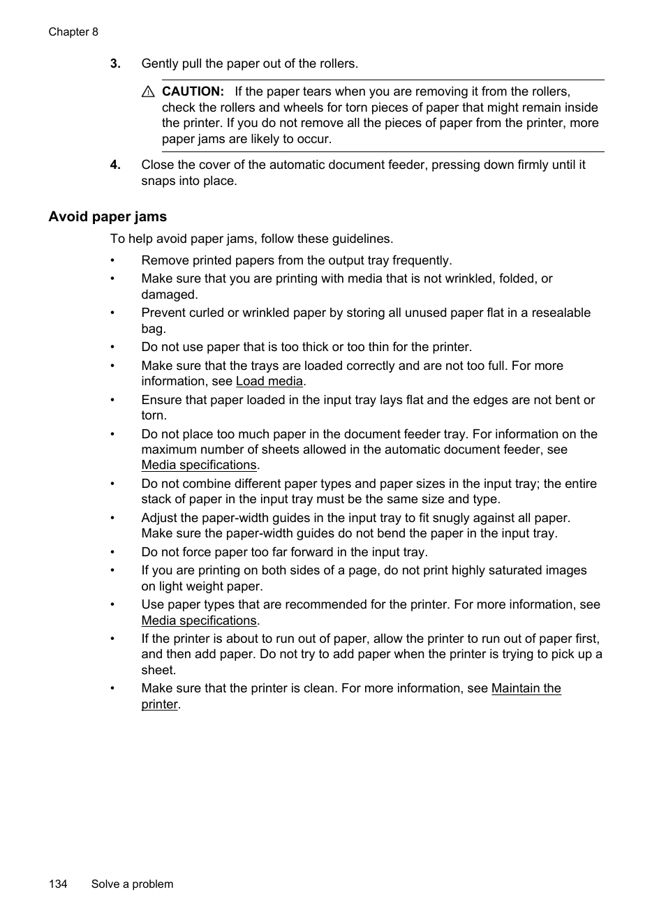Avoid paper jams | HP Officejet 6700 Premium e-All-in-One Printer - H711n User Manual | Page 138 / 224