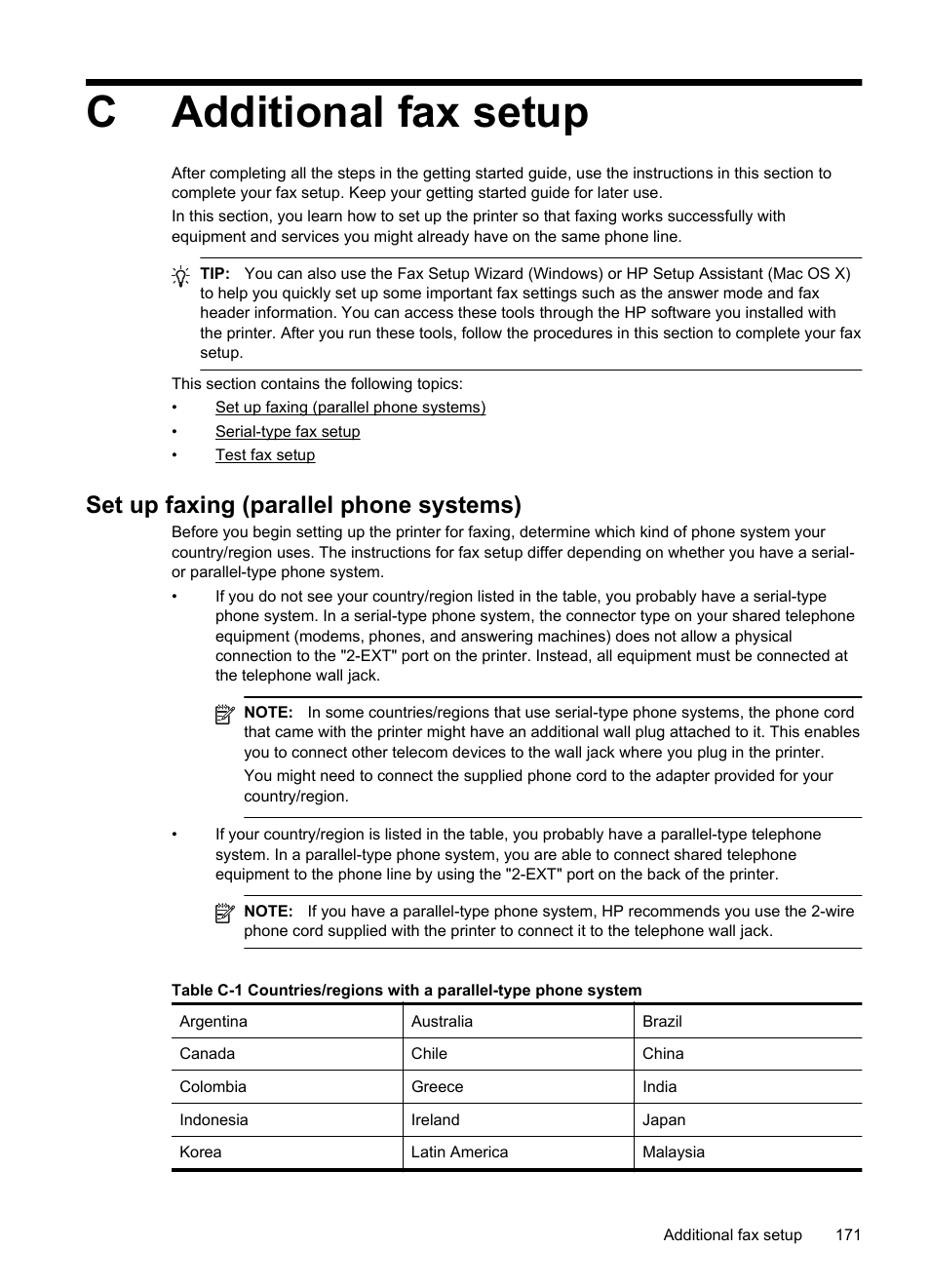 Additional fax setup, Set up faxing (parallel phone systems), Case h: shared voice/fax line with computer modem | Cadditional fax setup | HP Officejet 6700 Premium e-All-in-One Printer - H711n User Manual | Page 175 / 224
