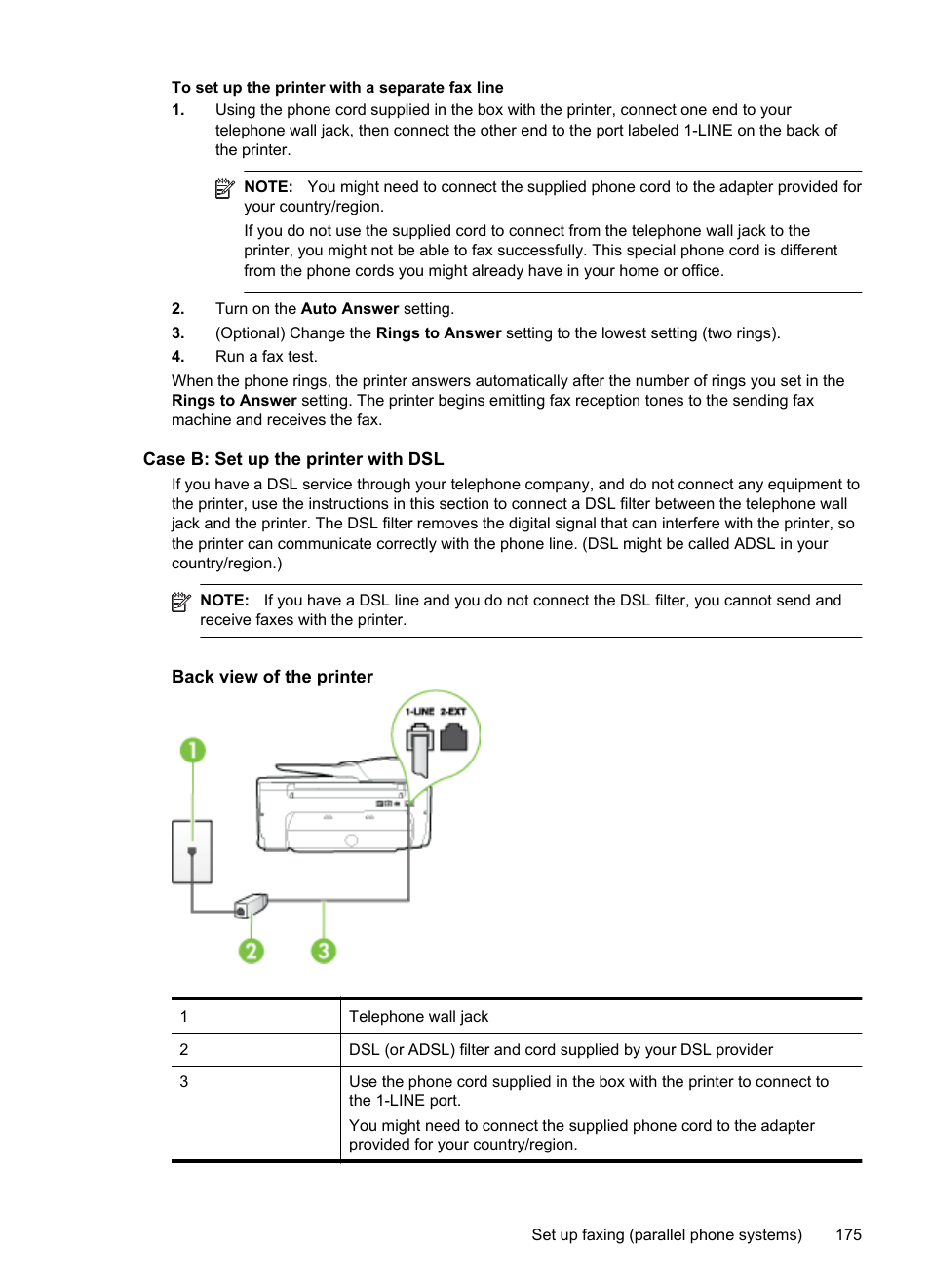 Case b: set up the printer with dsl | HP Officejet 6700 Premium e-All-in-One Printer - H711n User Manual | Page 179 / 224