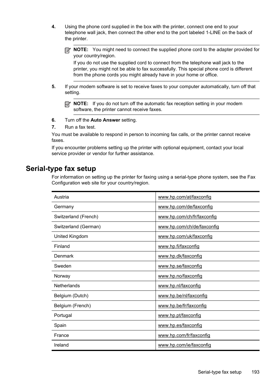 Serial-type fax setup | HP Officejet 6700 Premium e-All-in-One Printer - H711n User Manual | Page 197 / 224
