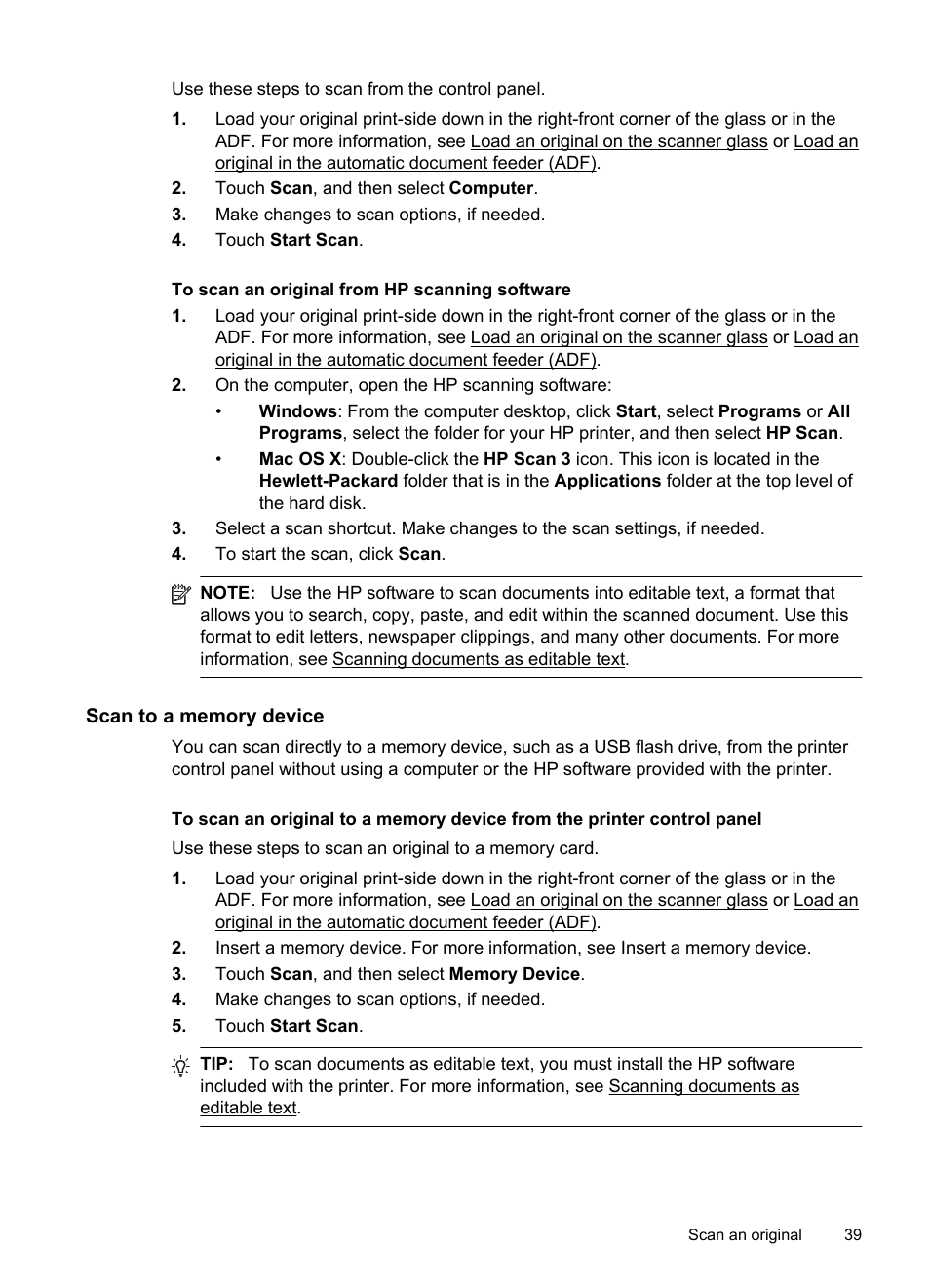 Scan to a memory device | HP Officejet 6700 Premium e-All-in-One Printer - H711n User Manual | Page 43 / 224