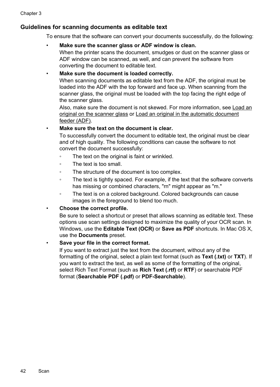 Guidelines for scanning documents as editable text | HP Officejet 6700 Premium e-All-in-One Printer - H711n User Manual | Page 46 / 224