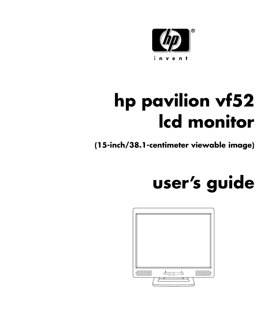 HP Pavilion vf52 15 inch Flat Panel Monitor User Manual | 26 pages