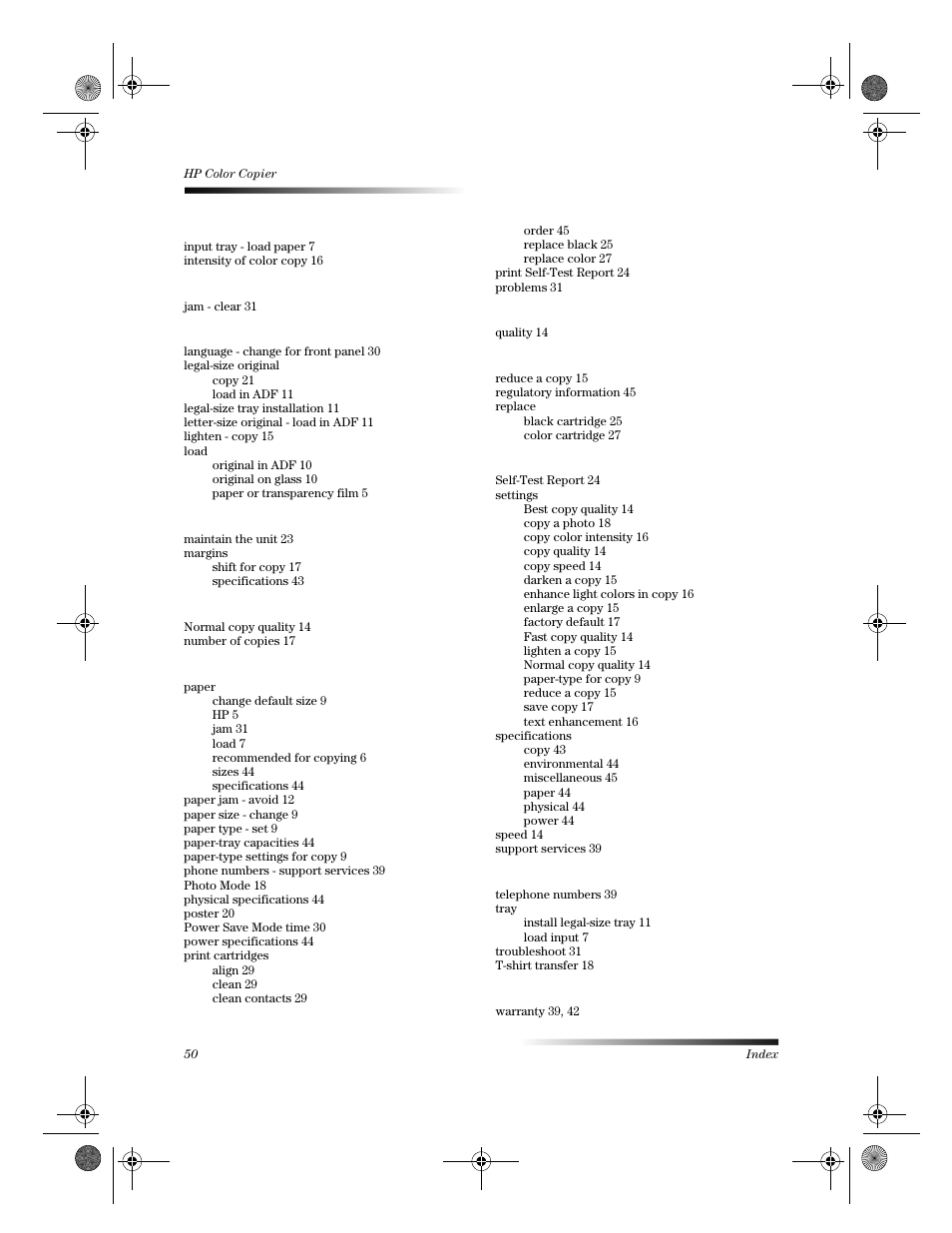 HP 120 Color Copier User Manual | Page 52 / 54