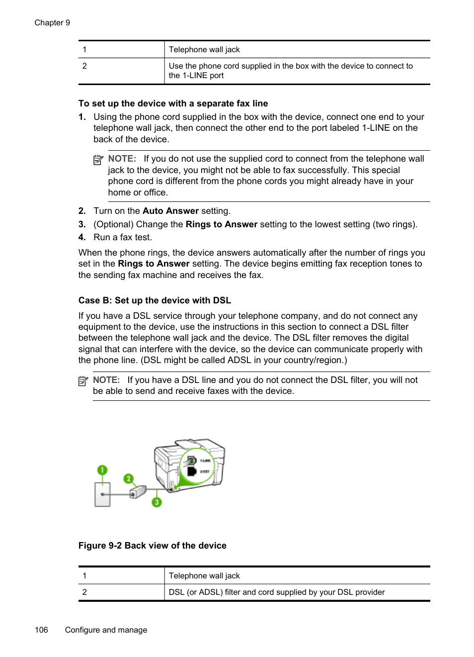 Case b: set up the device with dsl | HP Officejet Pro L7380 All-in-One Printer User Manual | Page 110 / 245