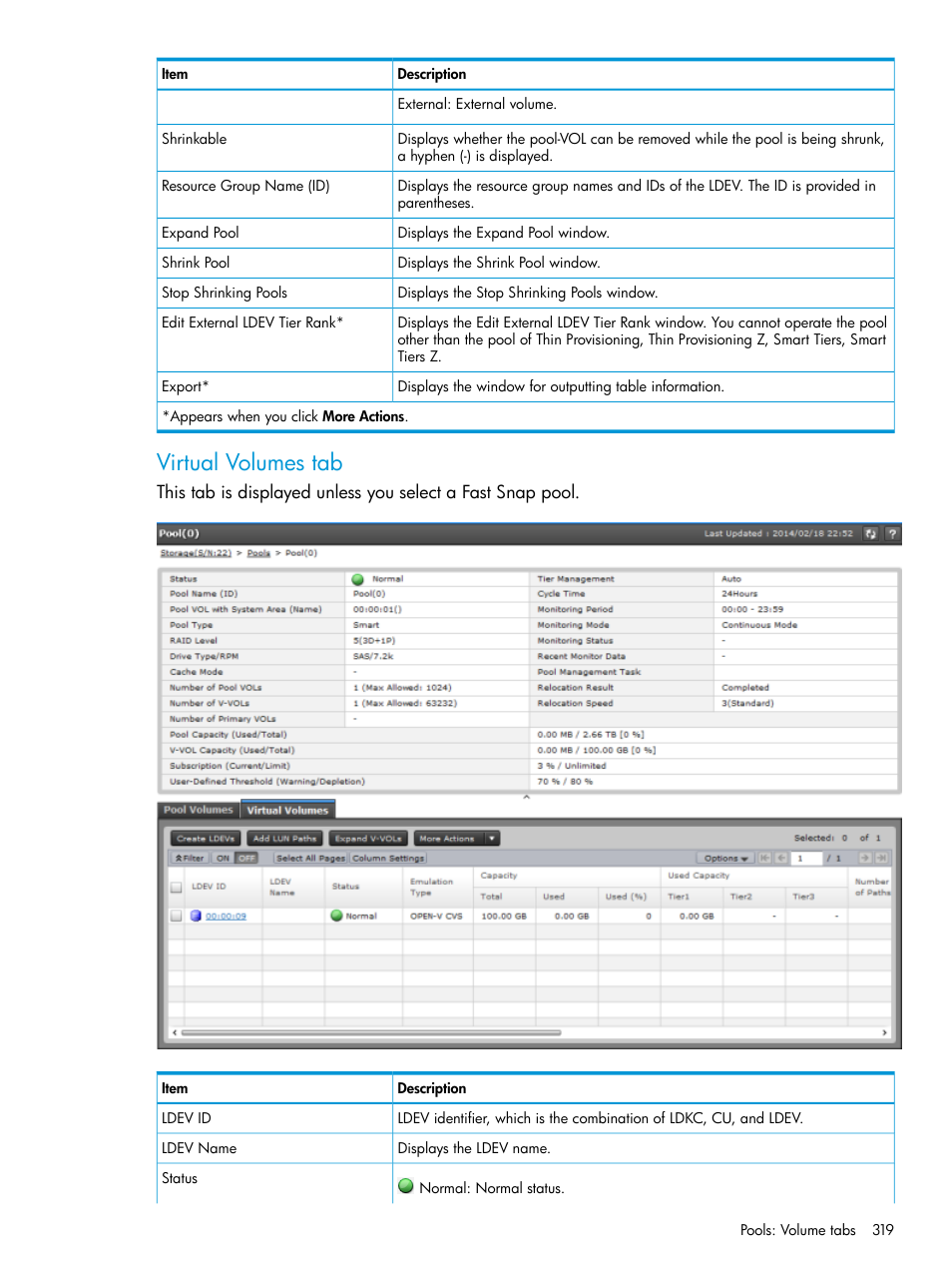 Virtual volumes tab | HP XP Racks User Manual | Page 319 / 486
