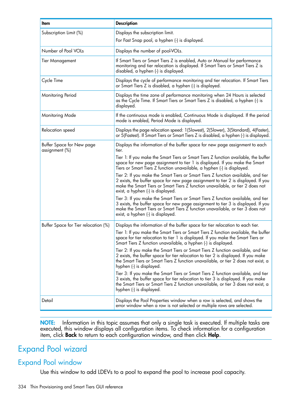 Expand pool wizard, Expand pool window | HP XP Racks User Manual | Page 334 / 486