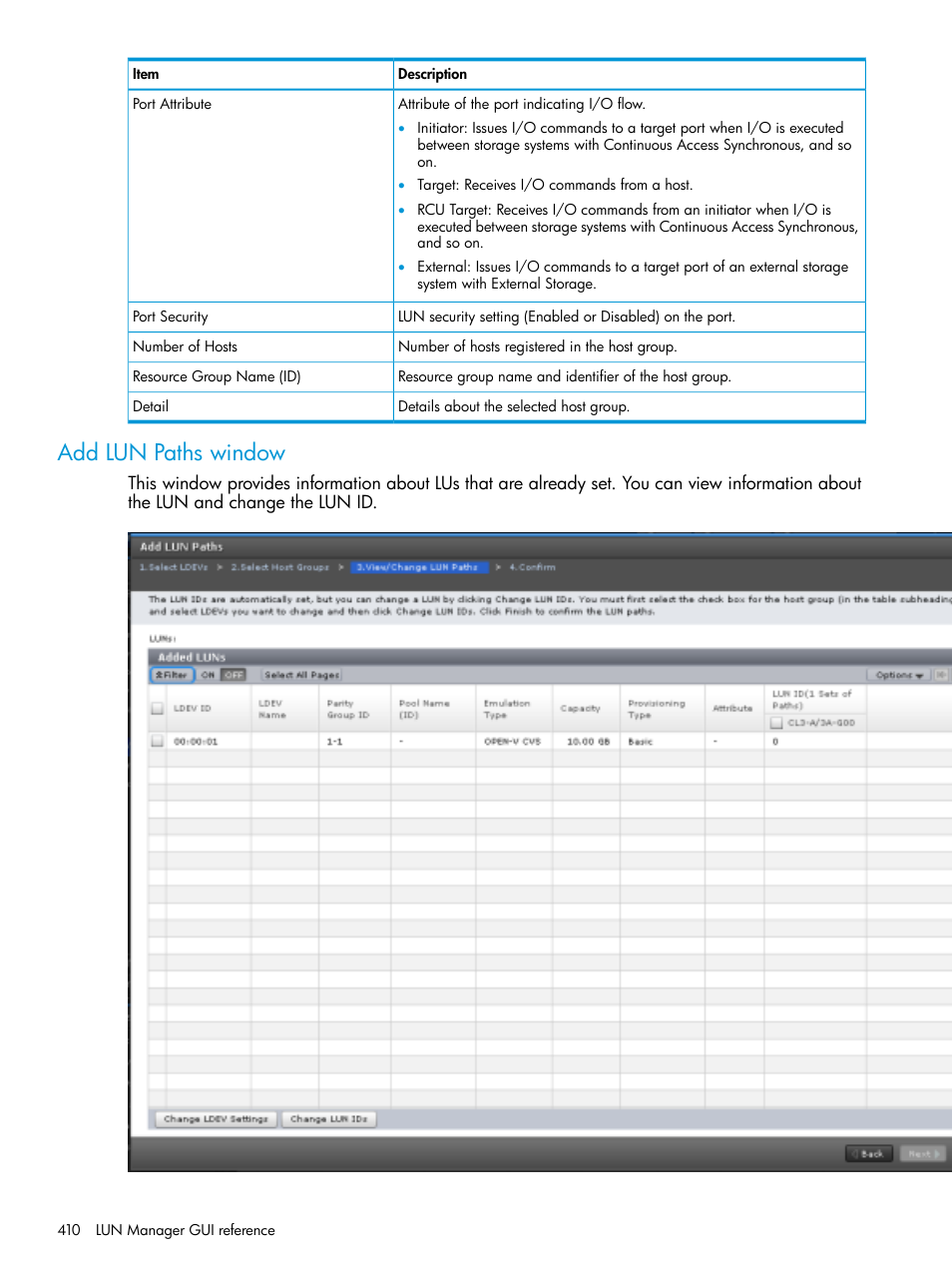 Add lun paths window | HP XP Racks User Manual | Page 410 / 486