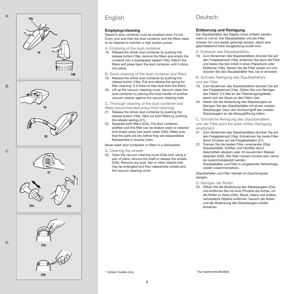 English, Deutsch | AEG AG4112 User Manual | Page 8 / 23