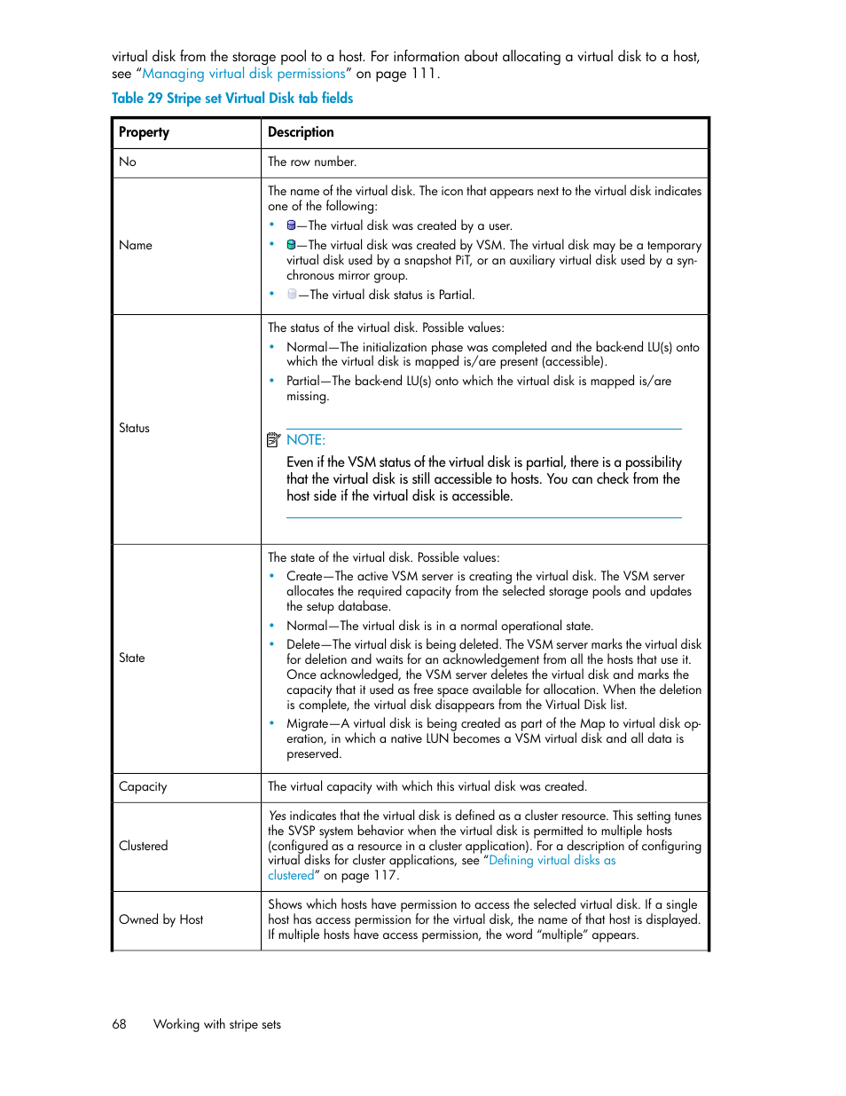 Stripe set virtual disk tab fields | HP SAN Virtualization Services Platform User Manual | Page 68 / 398