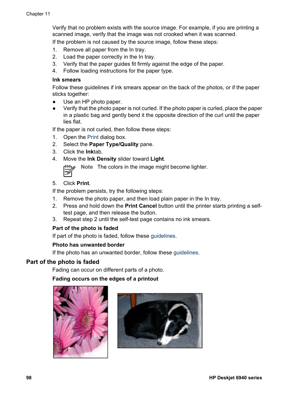 Part of the photo is faded | HP Deskjet 6943 Printer User Manual | Page 100 / 132