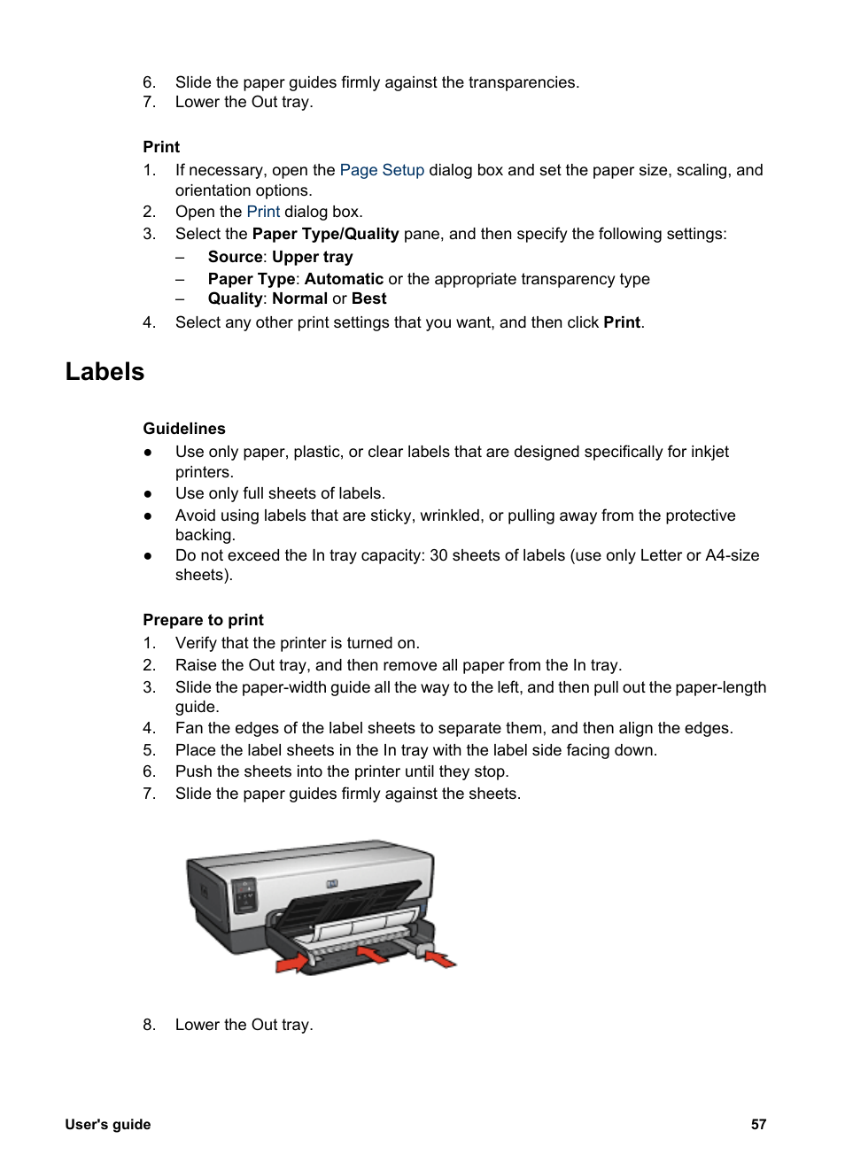 Labels | HP Deskjet 6943 Printer User Manual | Page 59 / 132