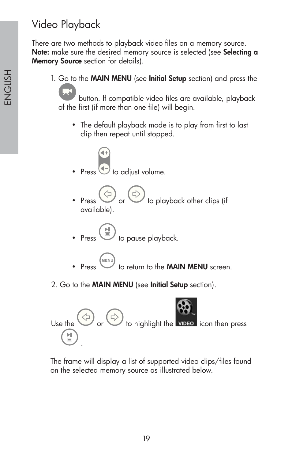 Video playback | HP df810 Digital Picture Frame User Manual | Page 20 / 96