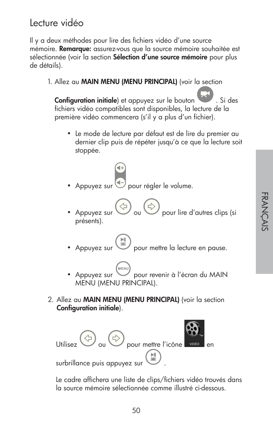 Lecture vidéo | HP df810 Digital Picture Frame User Manual | Page 51 / 96