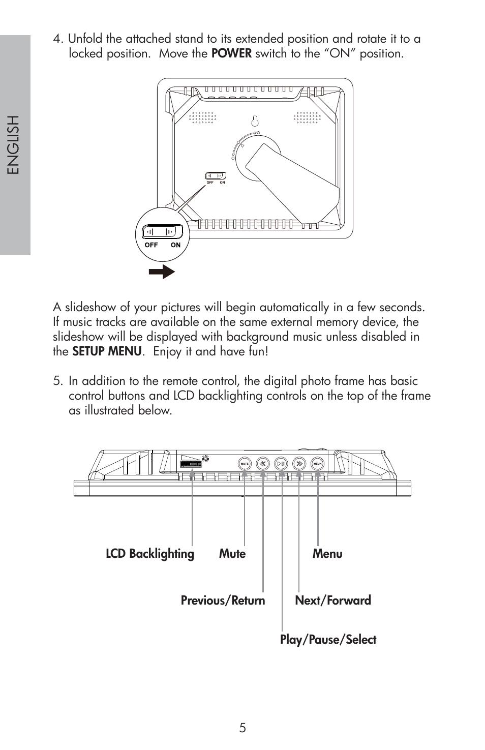 Engli sh | HP df810 Digital Picture Frame User Manual | Page 6 / 96