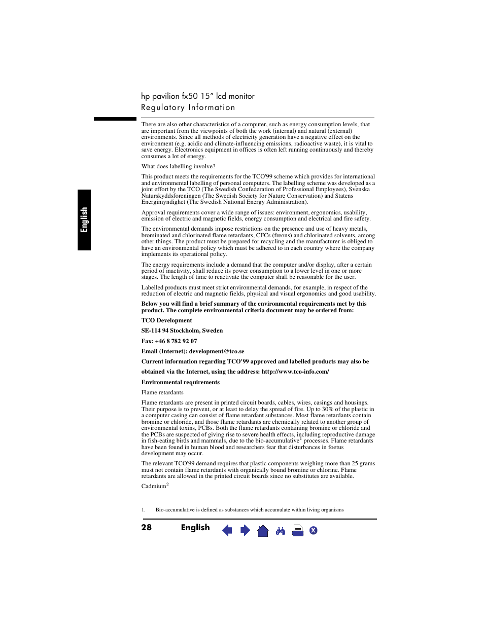 En glish | HP Pavilion fx50 15 inch Flat Panel Monitor User Manual | Page 30 / 31
