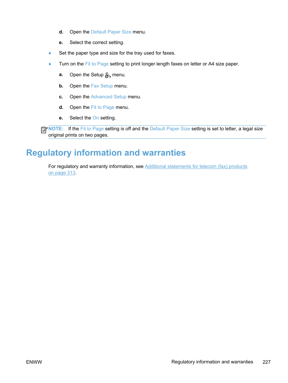 Regulatory information and warranties | HP LaserJet Pro 300 Color MFP M375 User Manual | Page 243 / 344