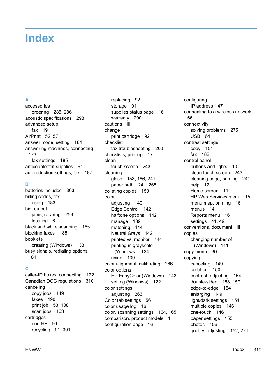 Index | HP LaserJet Pro 300 Color MFP M375 User Manual | Page 335 / 344