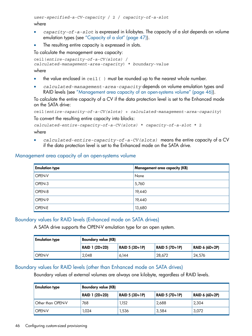 Management area capacity of an open-systems volume | HP XP P9500 Storage User Manual | Page 46 / 411