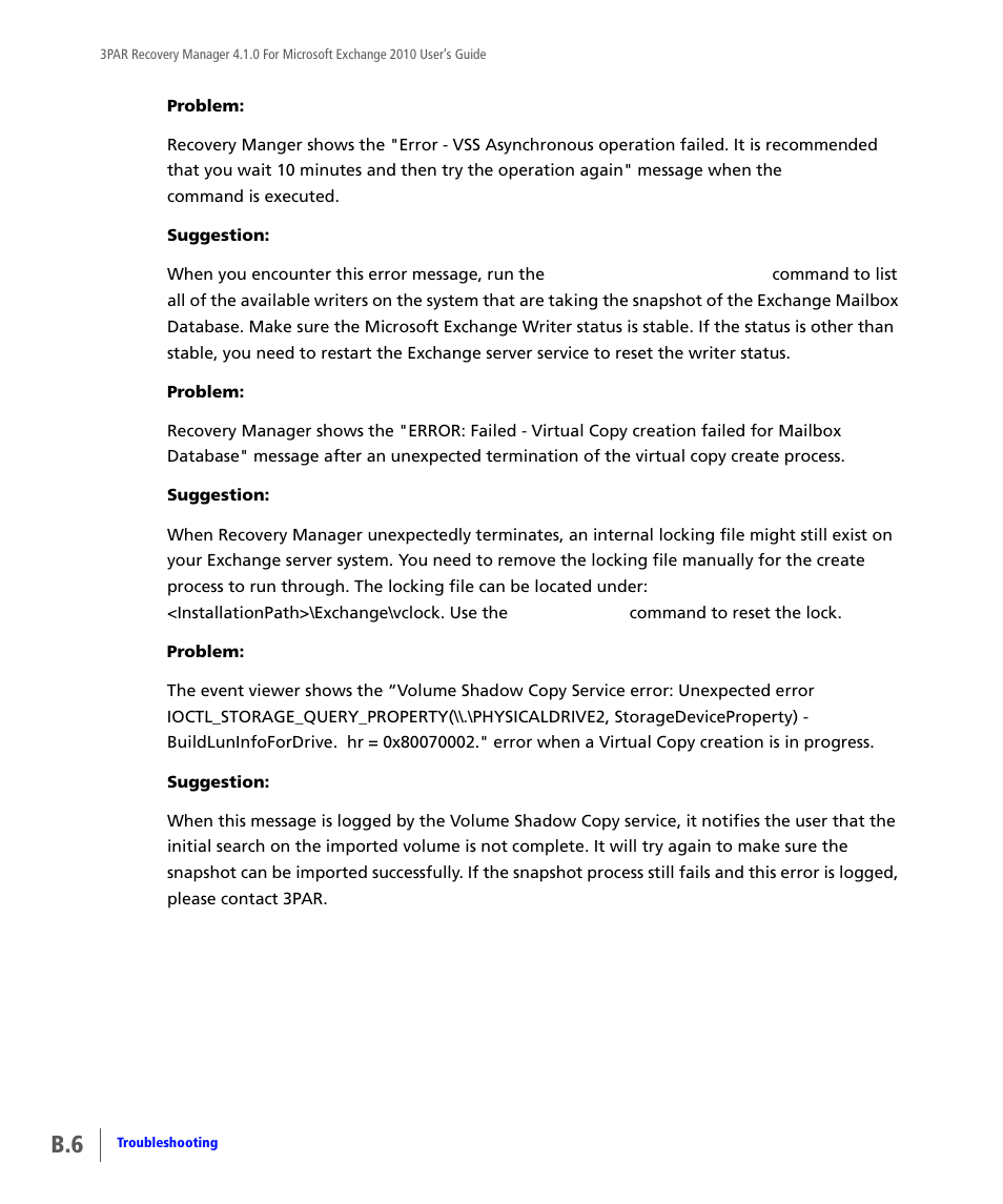 HP 3PAR Application Software Suite for Microsoft Exchange User Manual | Page 116 / 164