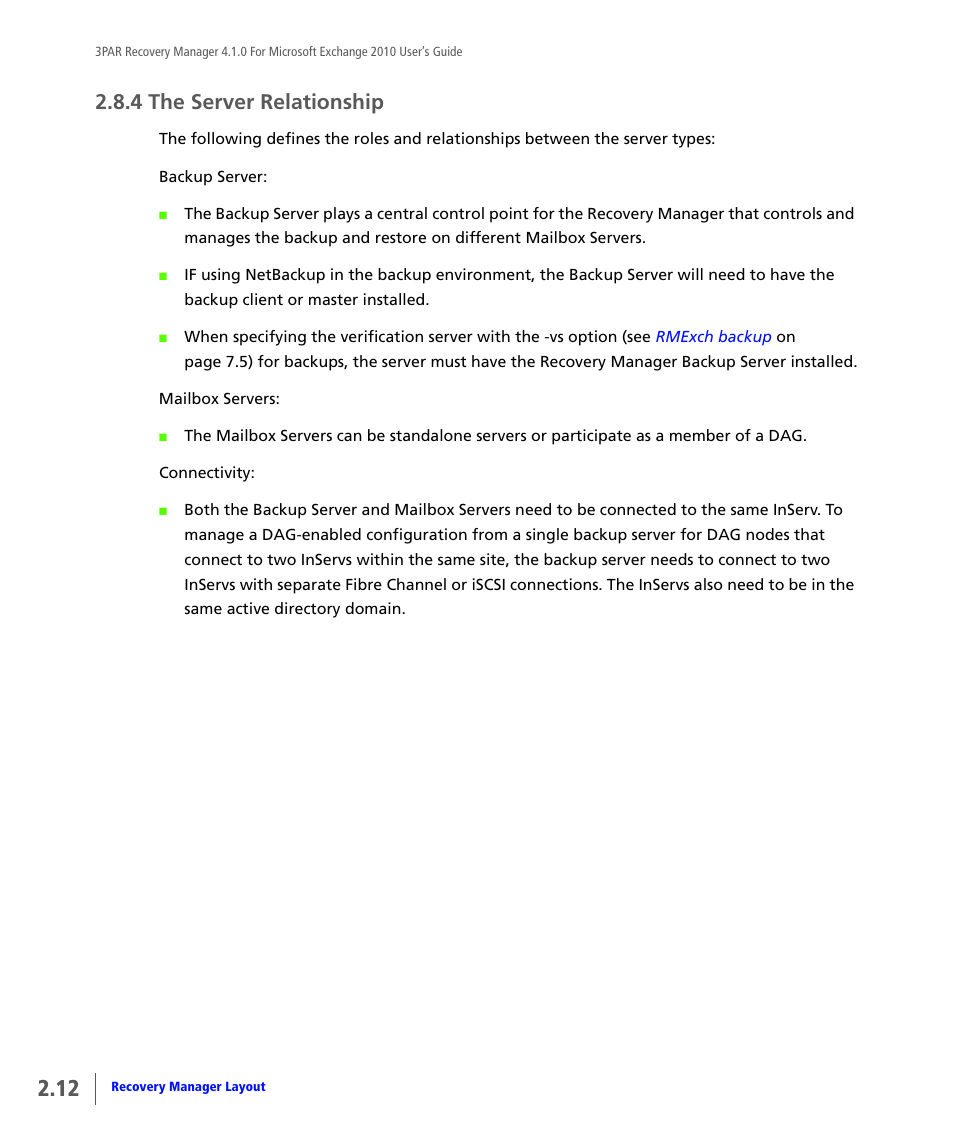 4 the server relationship, The server relationship | HP 3PAR Application Software Suite for Microsoft Exchange User Manual | Page 26 / 164