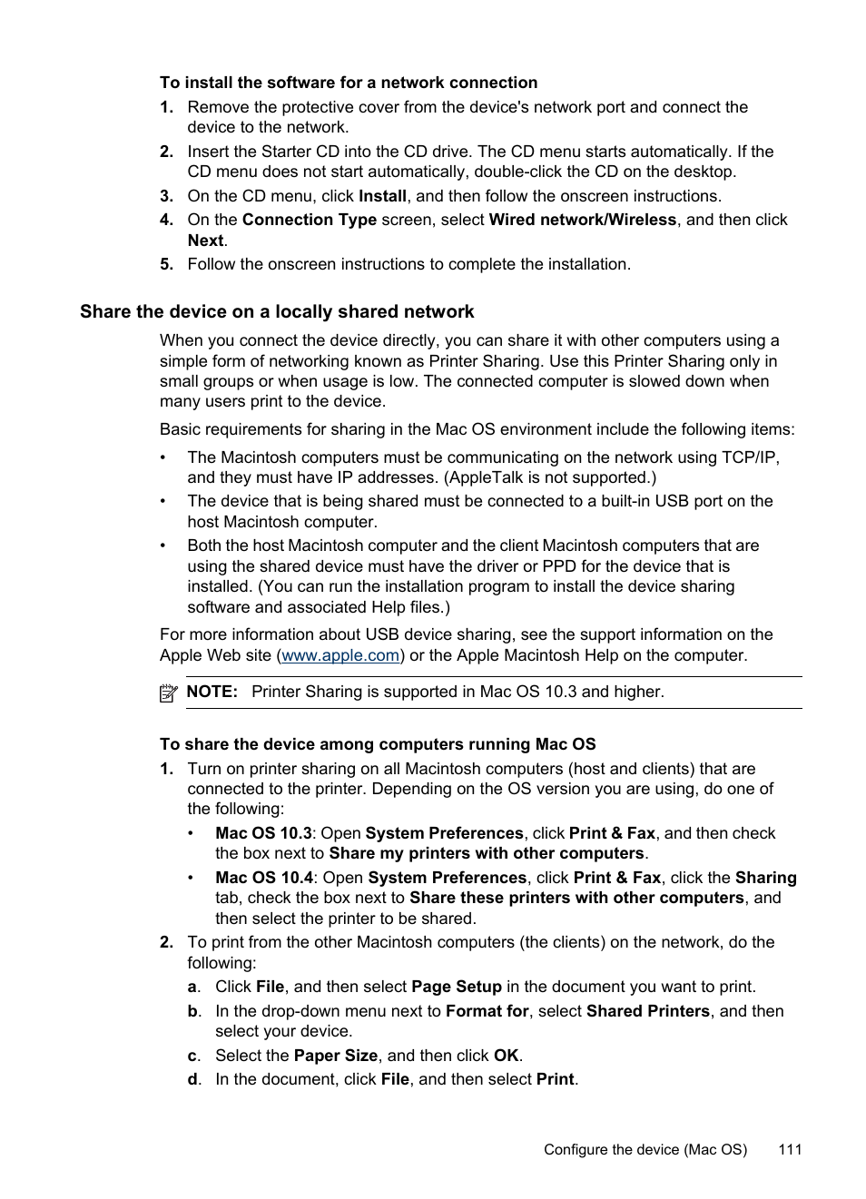 Share the device on a locally shared network | HP Officejet J6480 All-in-One Printer User Manual | Page 115 / 218