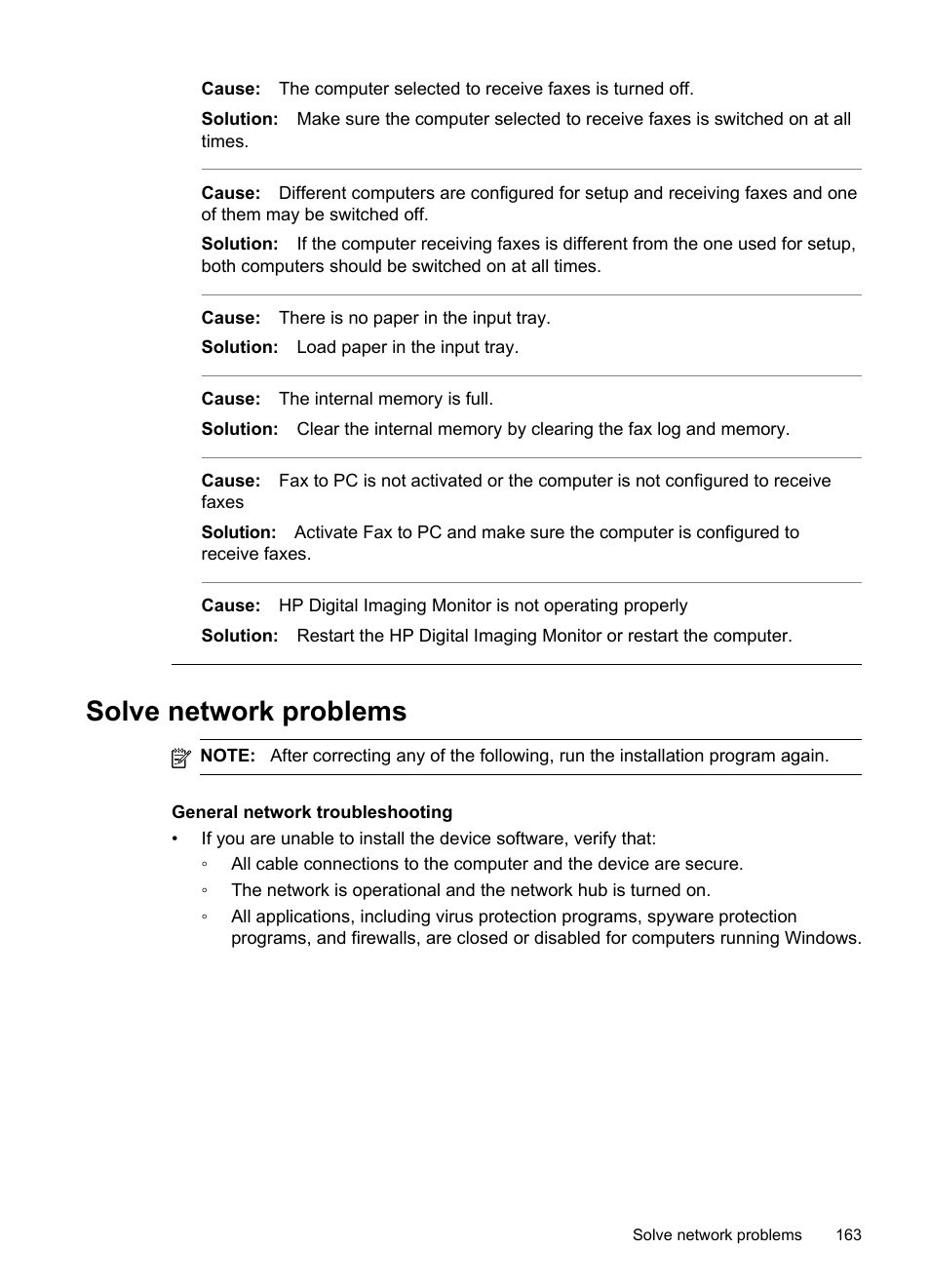 Solve network problems | HP Officejet J6480 All-in-One Printer User Manual | Page 167 / 218