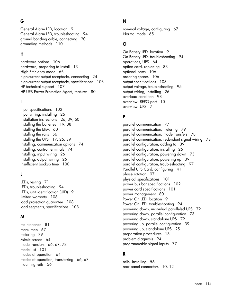 HP Parallel Uninterruptible Power System User Manual | Page 114 / 115