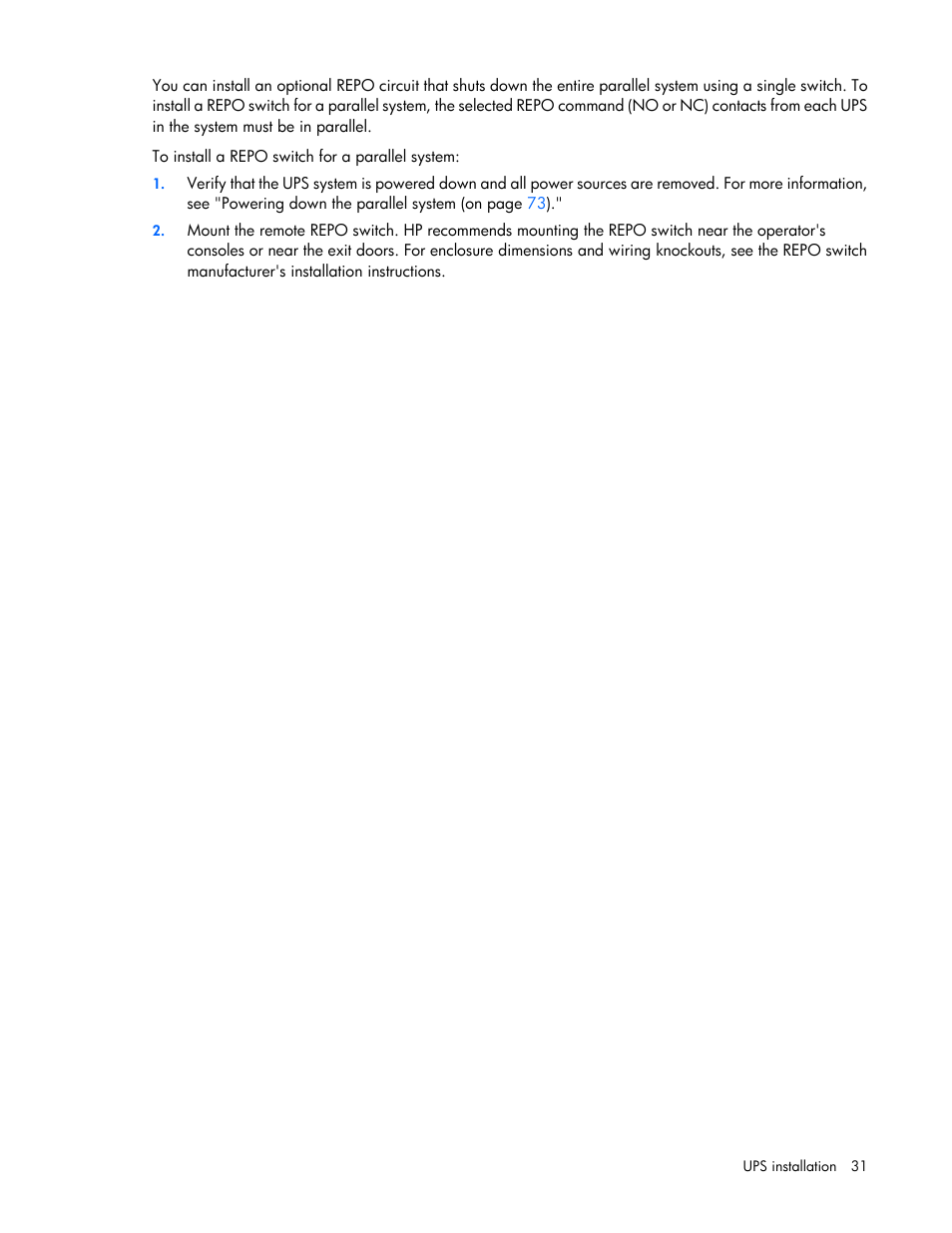 HP Parallel Uninterruptible Power System User Manual | Page 31 / 115