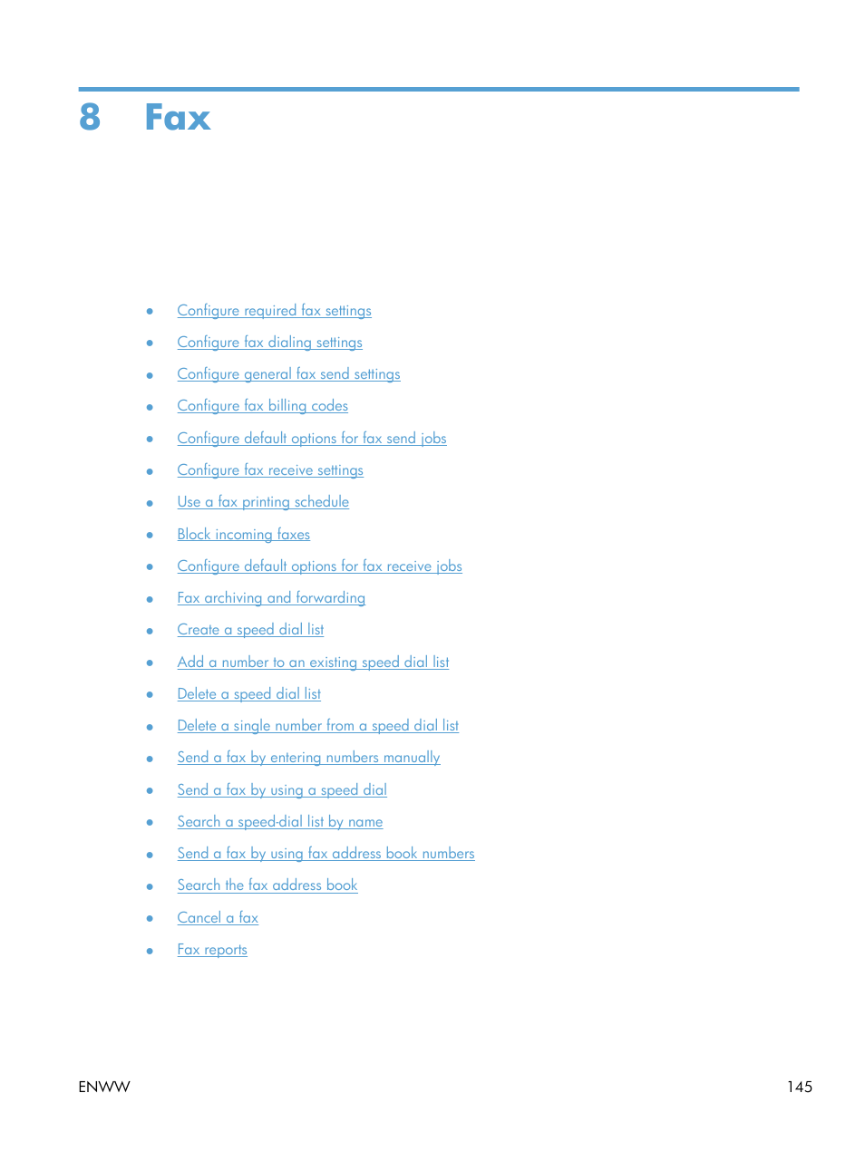 8 fax | HP LaserJet Enterprise 500 MFP M525 User Manual | Page 159 / 294