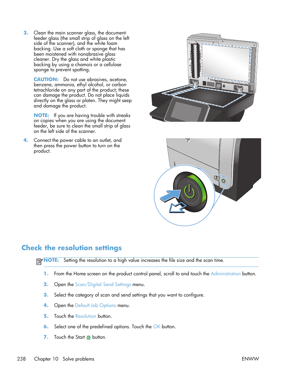 Check the resolution settings | HP LaserJet Enterprise 500 MFP M525 User Manual | Page 252 / 294