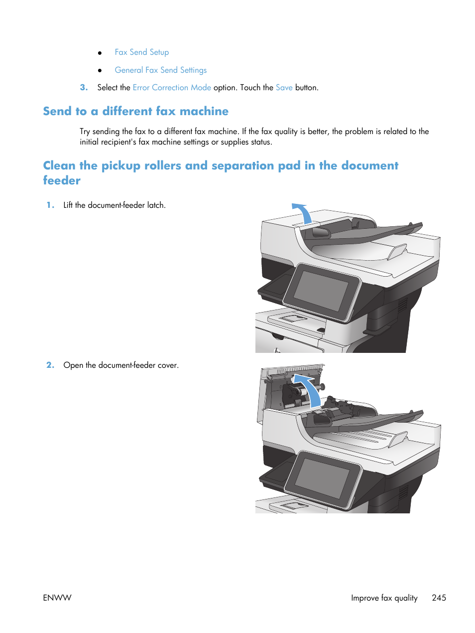 Send to a different fax machine | HP LaserJet Enterprise 500 MFP M525 User Manual | Page 259 / 294