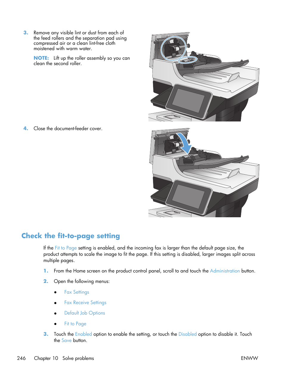 Check the fit-to-page setting | HP LaserJet Enterprise 500 MFP M525 User Manual | Page 260 / 294