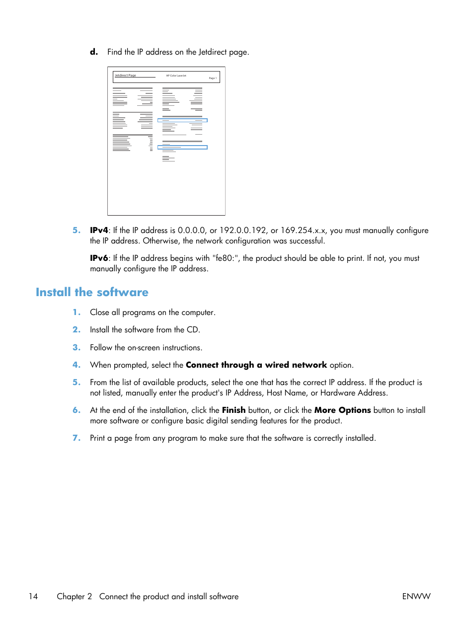 Install the software | HP LaserJet Enterprise 500 MFP M525 User Manual | Page 28 / 294