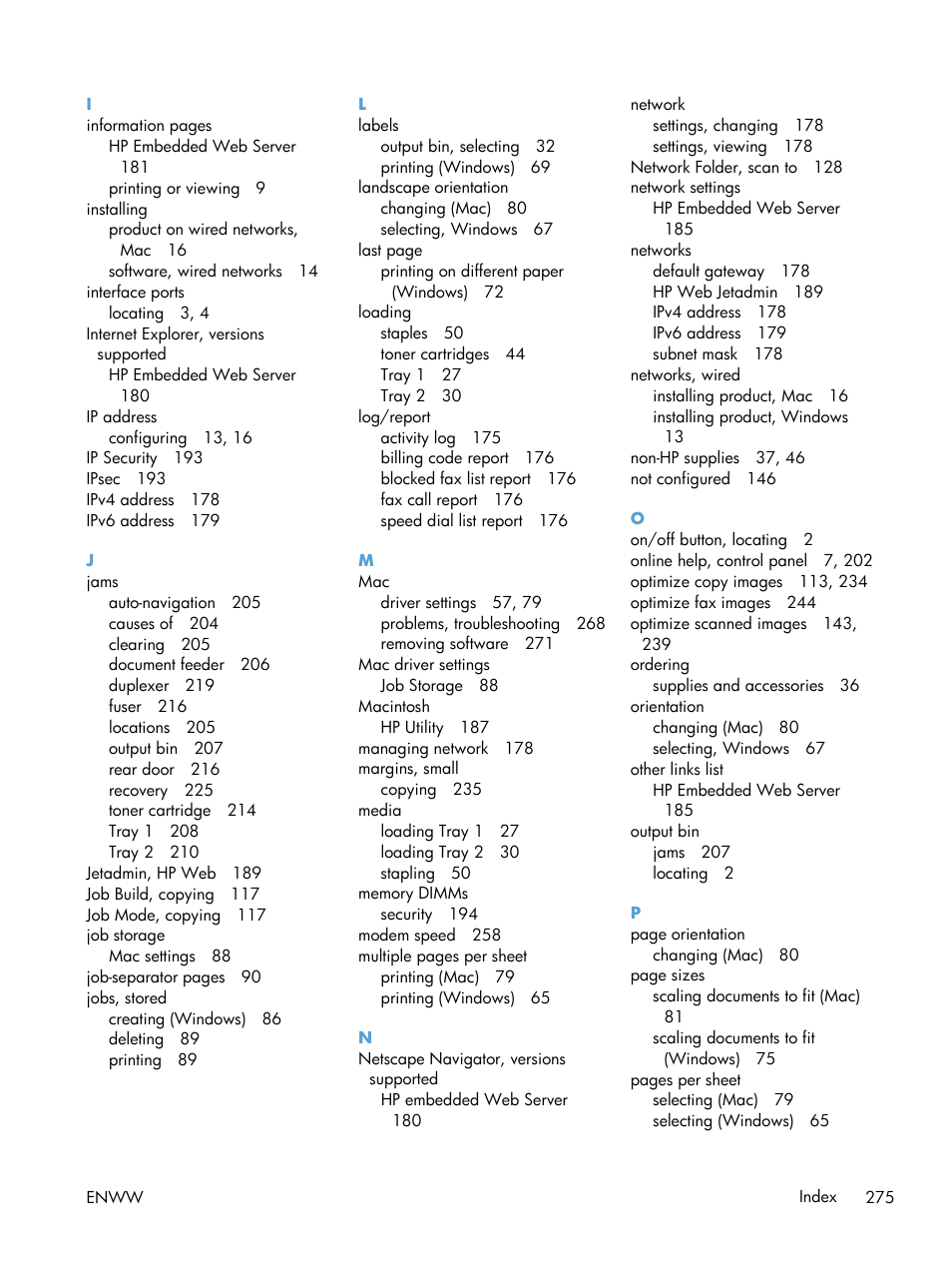 HP LaserJet Enterprise 500 MFP M525 User Manual | Page 289 / 294