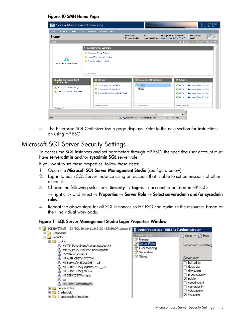 Microsoft sql server security settings | HP ProLiant DL980 G7 Server User Manual | Page 13 / 36