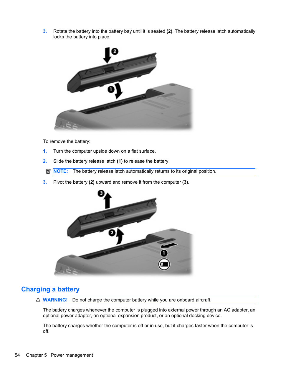 Charging a battery | HP Pavilion dv3-4001tx Entertainment Notebook PC User Manual | Page 64 / 124