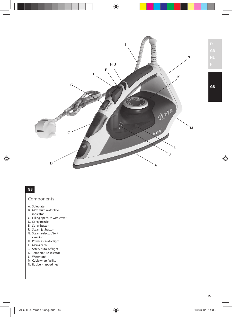Components | AEG DB5130CO User Manual | Page 15 / 20