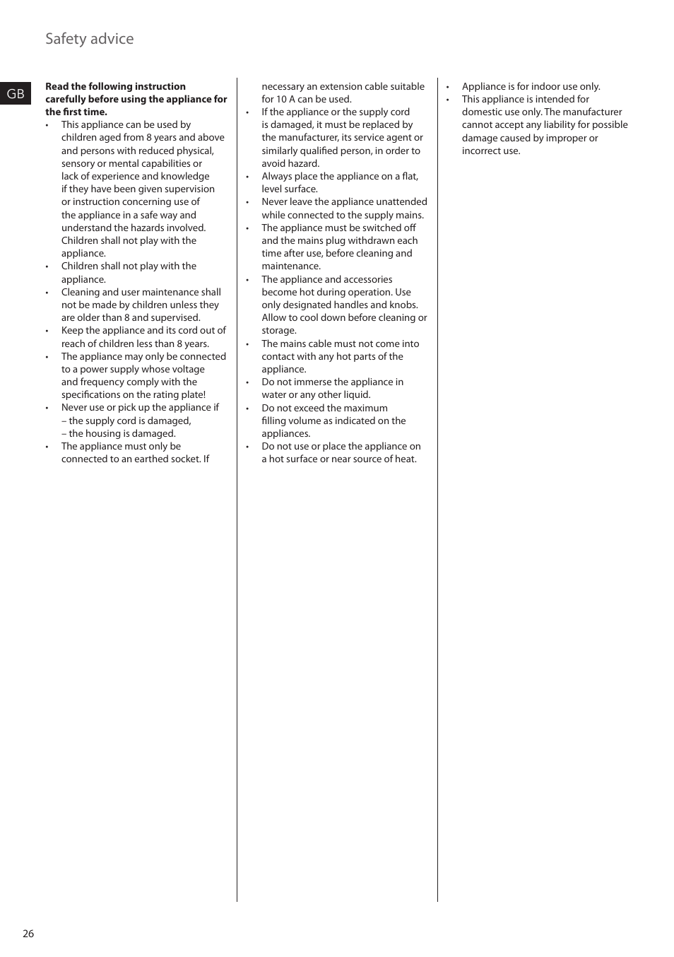 Safety advice | AEG KAM300 User Manual | Page 26 / 36