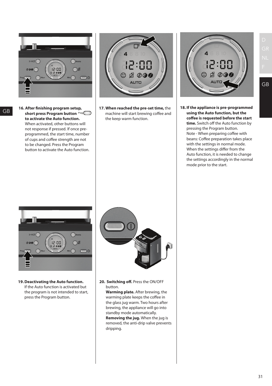 Gb d gr nl f gb | AEG KAM300 User Manual | Page 31 / 36