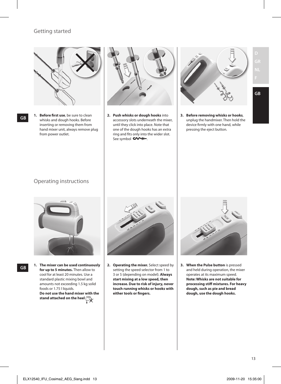 Getting started operating instructions | AEG HM4200 User Manual | Page 13 / 24