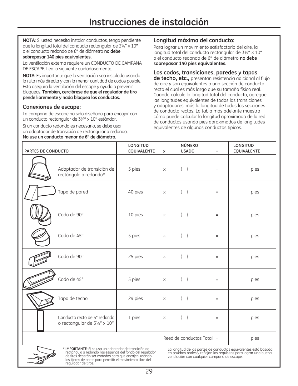 Instrucciones de instalación | GE JVM7195EFES User Manual | Page 29 / 48