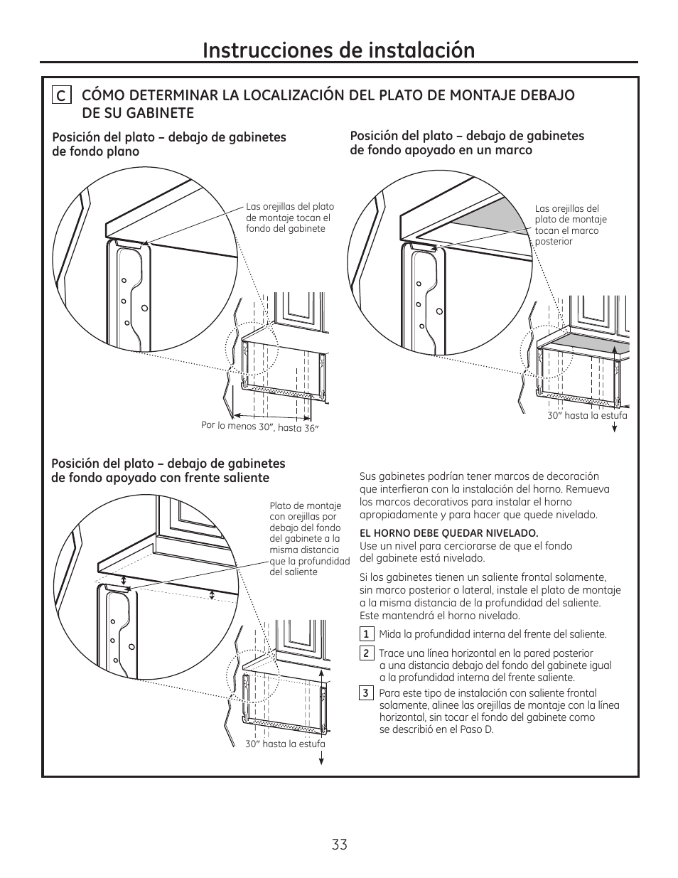 Instrucciones de instalación | GE JVM7195EFES User Manual | Page 33 / 48